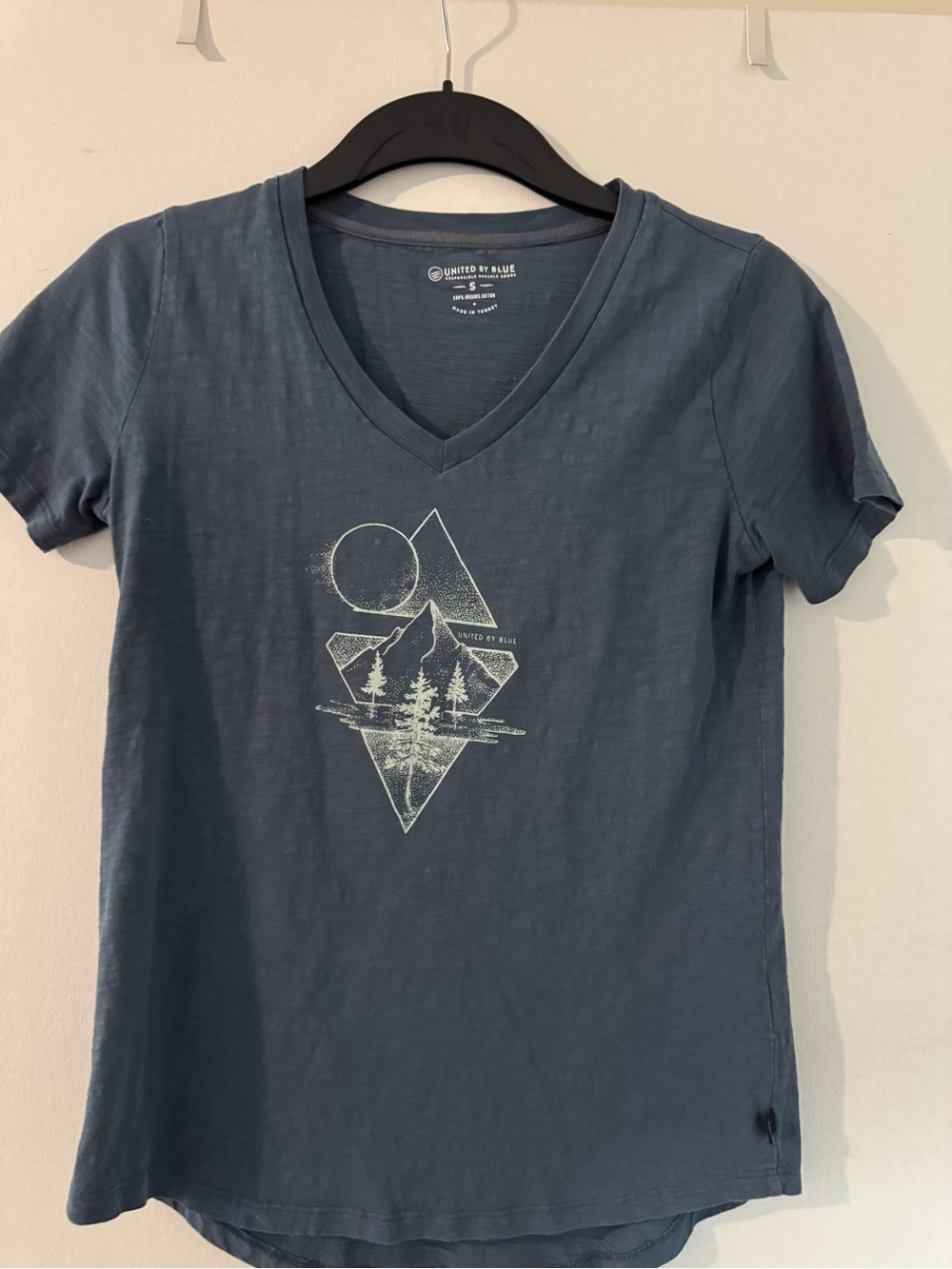 United By Blue Slate Blue V-Neck Graphic Tee